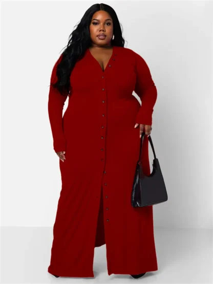 Solid Color Plus Size Maxi Dress - Image 6