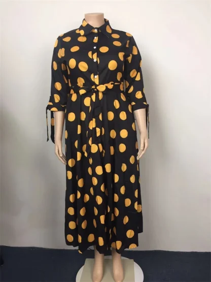 Collar Dot Print Plus Size Maxi Dress - Image 4