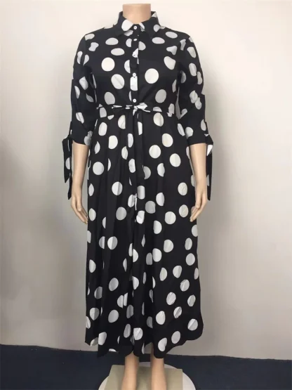 Collar Dot Print Plus Size Maxi Dress - Image 5