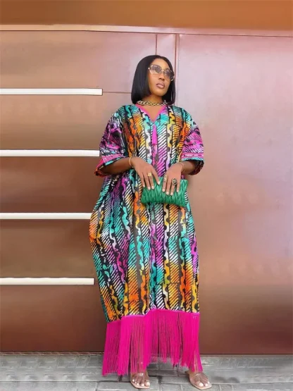 Tassel Hem Plus Size Maxi Dress - Image 3