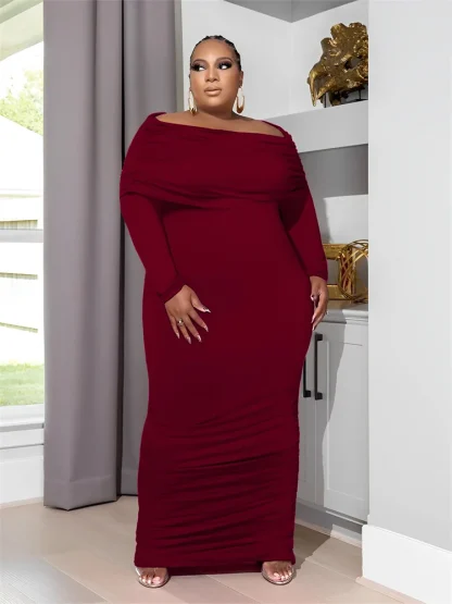 Sexy Off-Shoulder Plus Size Maxi Dress - Image 2