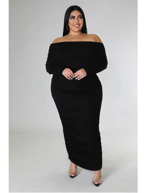 Elegant Off Shoulder Plus Size Maxi Dress Free Shipping