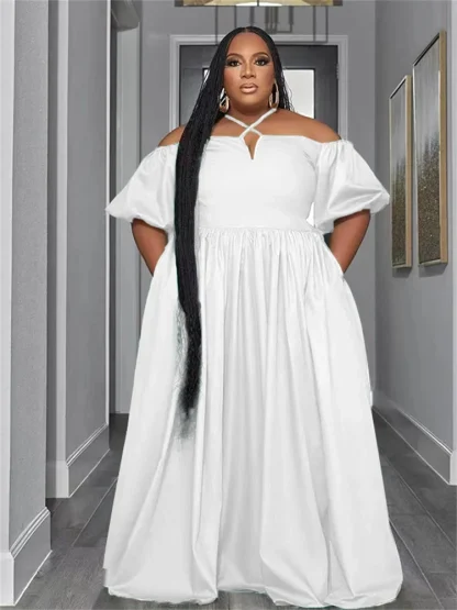 Halter Off-Shoulder Plus Size Maxi Dress - Image 2