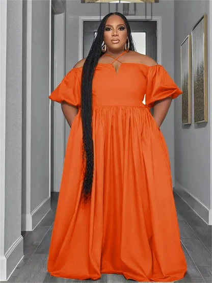 Halter Off-Shoulder Plus Size Maxi Dress - Image 5