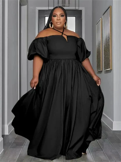 Halter Off-Shoulder Plus Size Maxi Dress