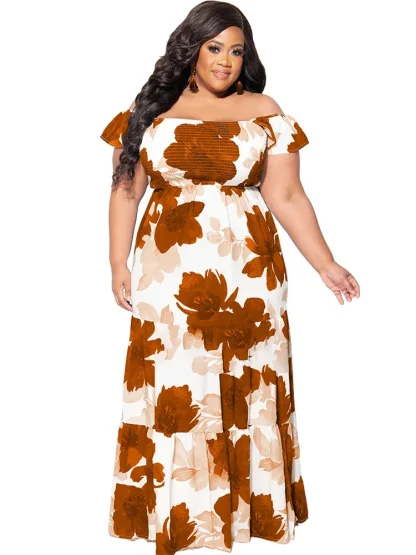 Floral Off-Shoulder Plus Size Maxi Dress - Image 5