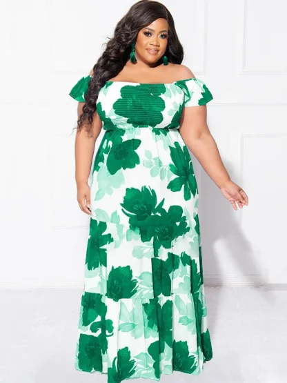 Floral Off-Shoulder Plus Size Maxi Dress - Image 6