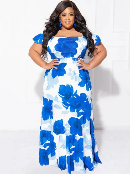 Floral Off-Shoulder Plus Size Maxi Dress