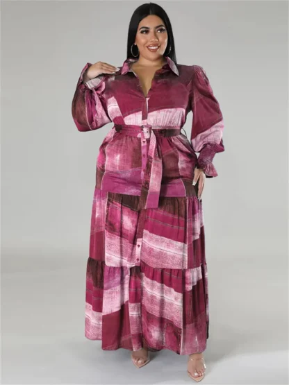 Tie-Dye Printed Plus Size Maxi Dress - Image 3