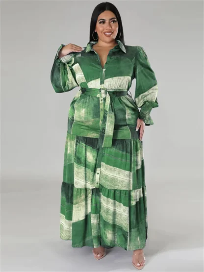 Tie-Dye Printed Plus Size Maxi Dress - Image 4
