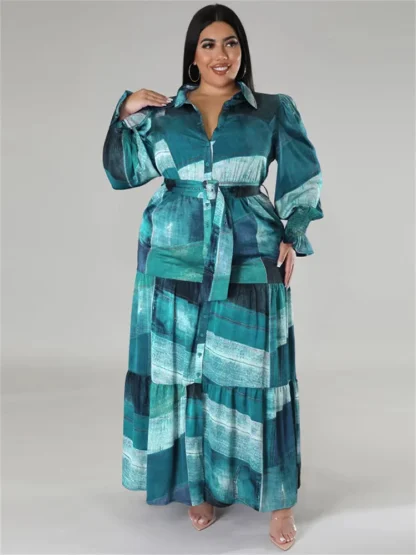 Tie-Dye Printed Plus Size Maxi Dress - Image 5