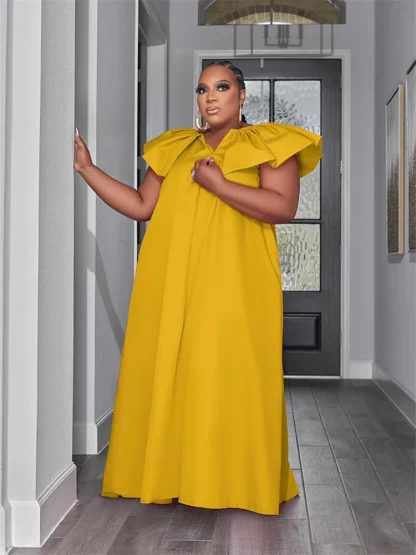 Trendy V-Neck Plus Size Maxi Dress - Image 2