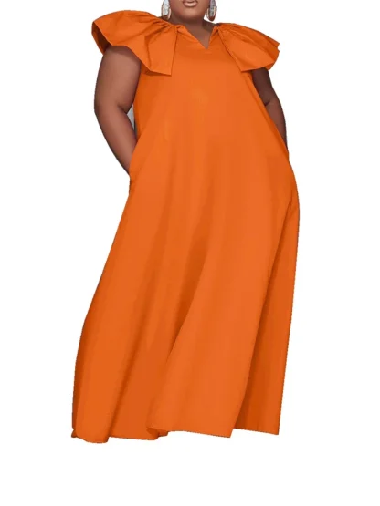 Trendy V-Neck Plus Size Maxi Dress - Image 3
