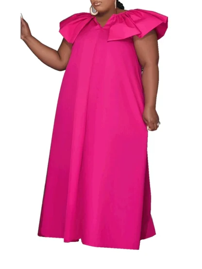Trendy V-Neck Plus Size Maxi Dress - Image 4