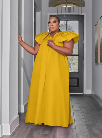 Trendy V-Neck Plus Size Maxi Dress - Image 5
