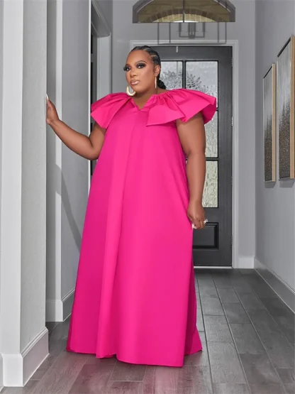 Trendy V-Neck Plus Size Maxi Dress