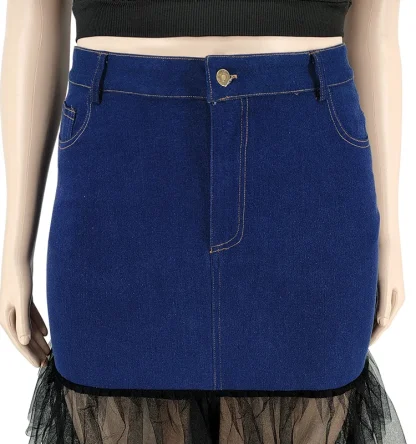 Denim Mesh Plus Size Maxi Dress - Image 5