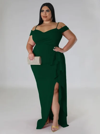 High Slit Plus Size Maxi Dress - Image 4