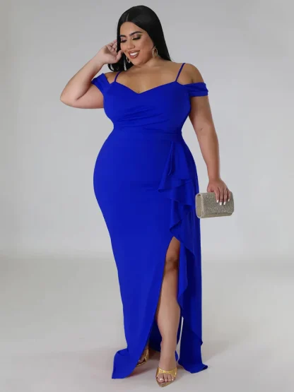 High Slit Plus Size Maxi Dress - Image 5