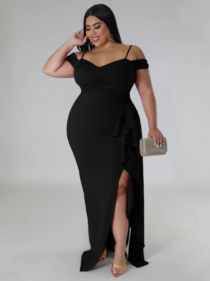 High Slit Plus Size Maxi Dress