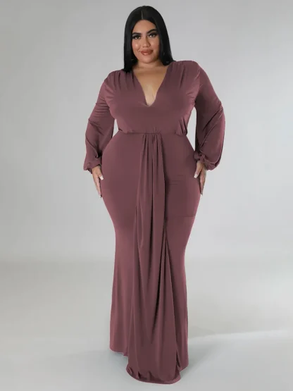 Sexy V-Neck Plus Size Maxi Dress - Image 5