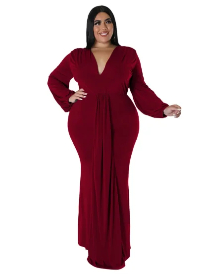 Sexy V-Neck Plus Size Maxi Dress - Image 6