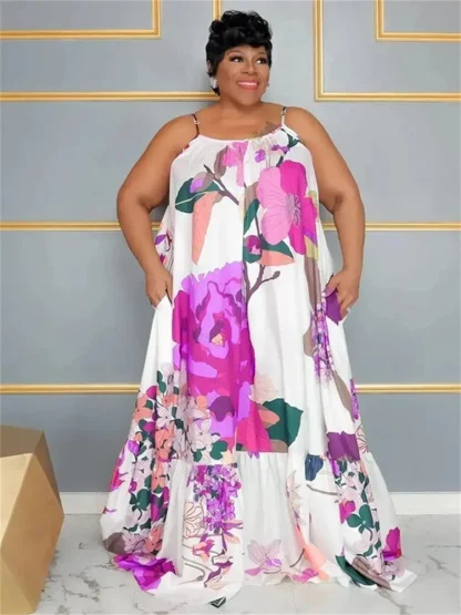 Print Full-Length Plus Size Maxi Dress - Image 5