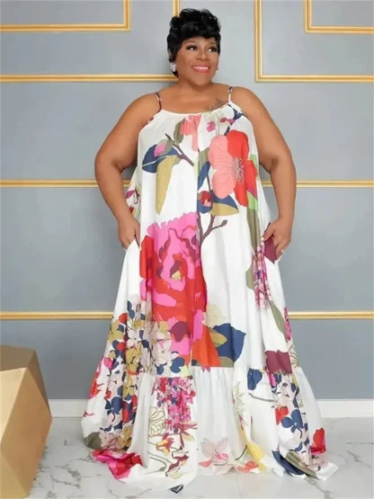 Print Full-Length Plus Size Maxi Dress - Image 6