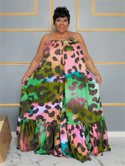Print Full-Length Plus Size Maxi Dress