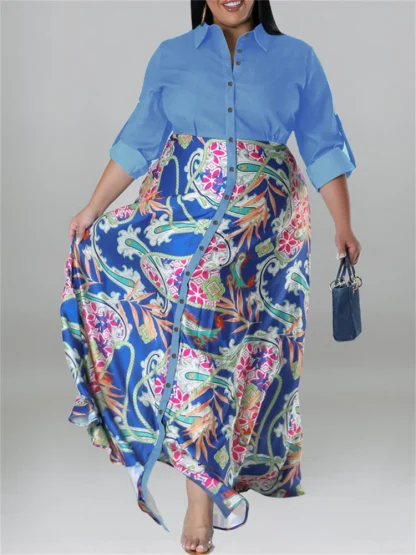 Button Style Plus Size Maxi Dress - Image 4