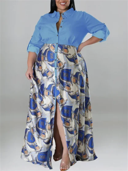 Button Style Plus Size Maxi Dress - Image 6