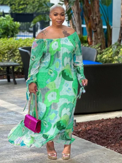 Loose Printed Plus Size Maxi Dress - Image 3