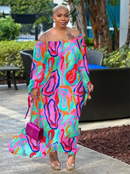 Loose Printed Plus Size Maxi Dress - Image 4