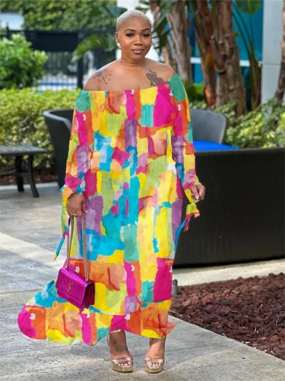 Loose Printed Plus Size Maxi Dress - Image 5