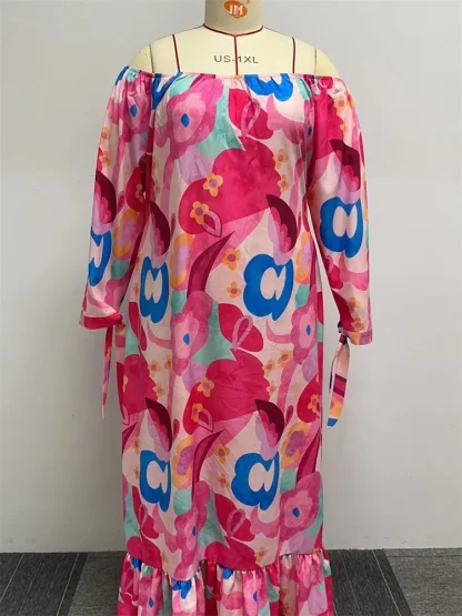 Loose Printed Plus Size Maxi Dress - Image 6