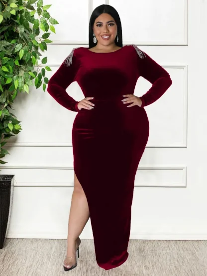 Sexy Side Slit Plus Size Maxi Dress - Image 3