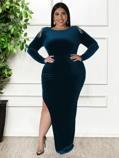 Sexy Side Slit Plus Size Maxi Dress - Image 4