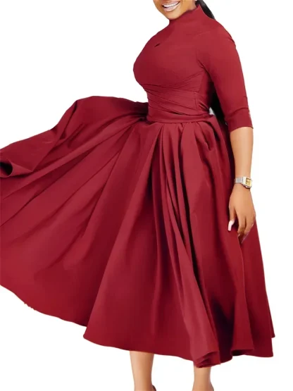 Exquisite High Neck Plus Size Maxi Dress - Image 2